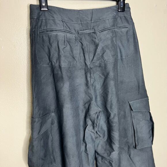 Ronny Kobo Chuck Pants Medium High Waist Wide Leg Cargo Trouser Gray Suiting - Picture 5 of 11